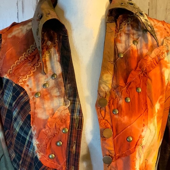 G Designs Natural Fashions western patchwork button down. - Picture 2 of 7